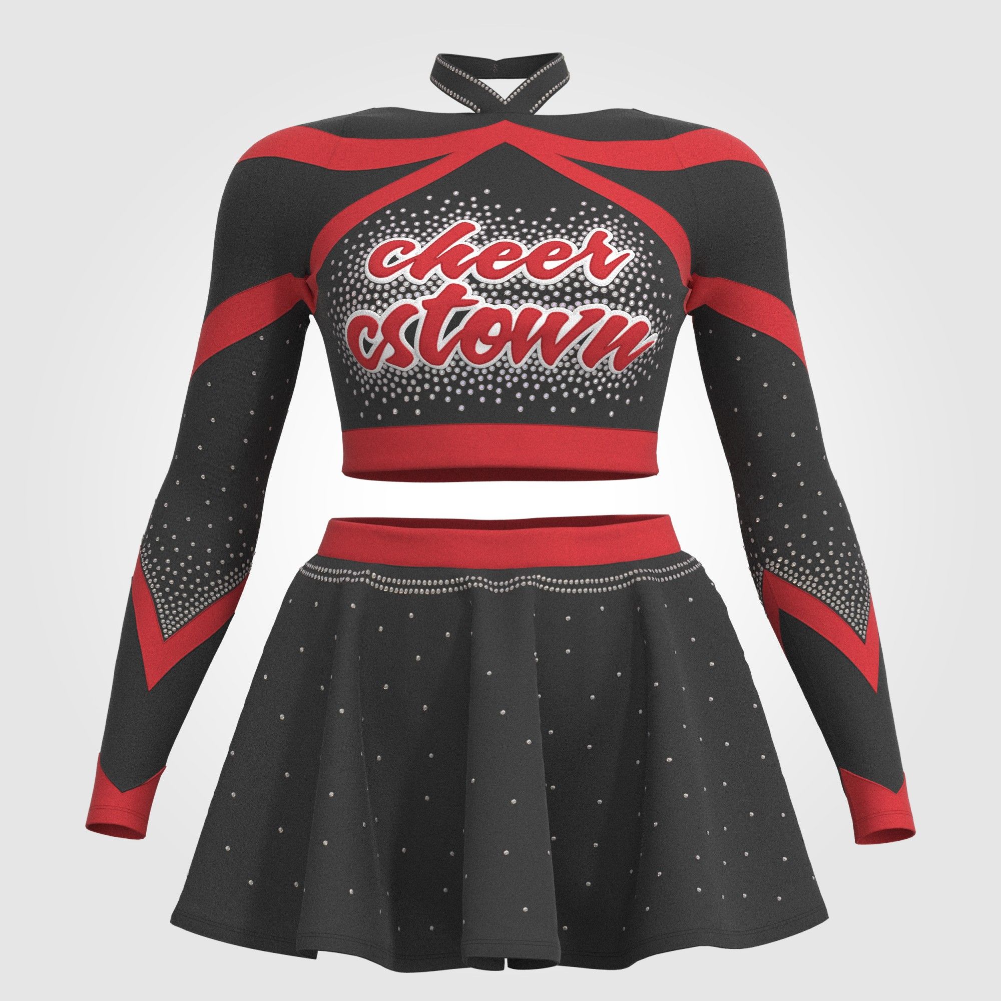 Two Piece Red Womens Cheer Costume Cstowncheer